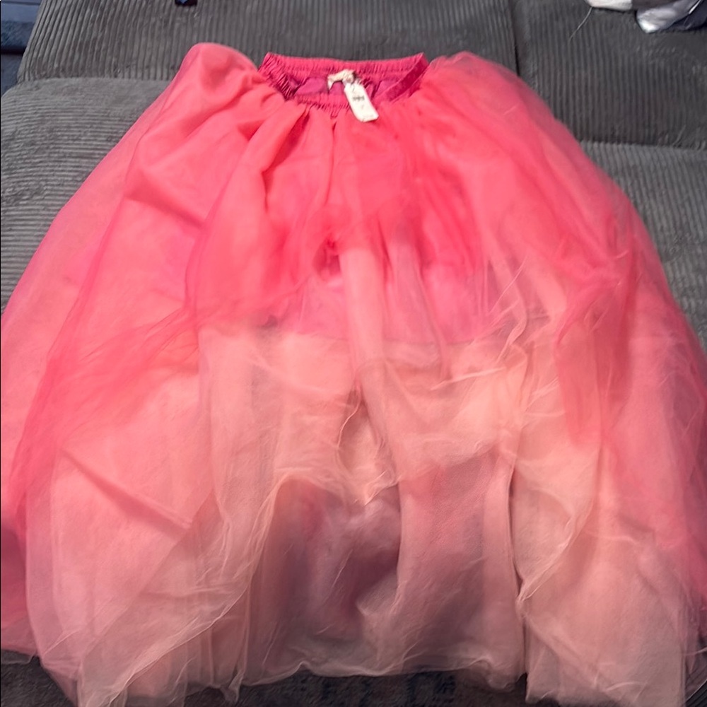 Anthropologie Orange and Pink Bubble Midi Skirt